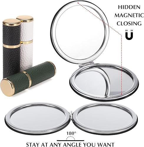 Miniatura 6 de Nibana Espejo compacto personalizado, espejo de poliuretano plegable personalizado con nombre, espejo de bolsillo con aumento de doble cara, boda,