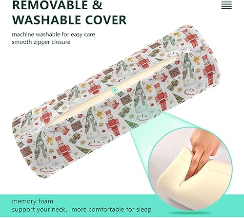Miniatura 4 de Christmas Nutcracker Deer Snowman Decorative Bolster Pillows for Sofa Neck Roll Pillows Round Pillow Forms Pillow Roller Roll Pillow for
