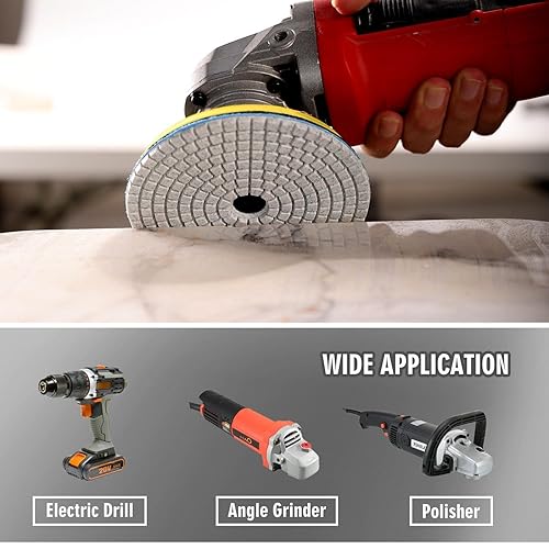 Miniatura 8 de Kit de 16 almohadillas de lijado de diamante seco húmedo de 4 pulgadas, almohadilla de pulido de diamante de 30-6000 grano con placa de respaldo de