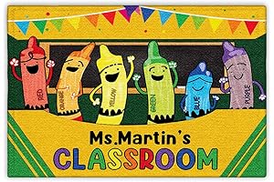 Personalized Welcome Mat Classroom Colorful Crayons