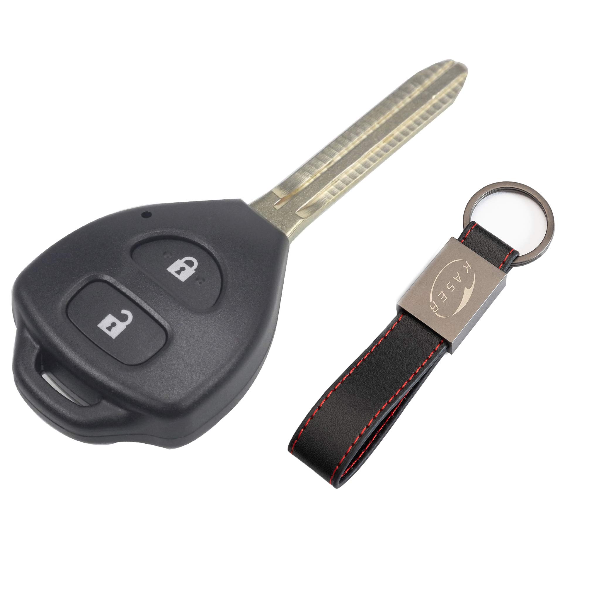 KASER Guscio Chiave Compatibile Per Toyota 3 Tasti (Yaris, Rav4, Corolla, Celica, Aygo) + Portachiavi In Ecopelle – Senza Elettronica
