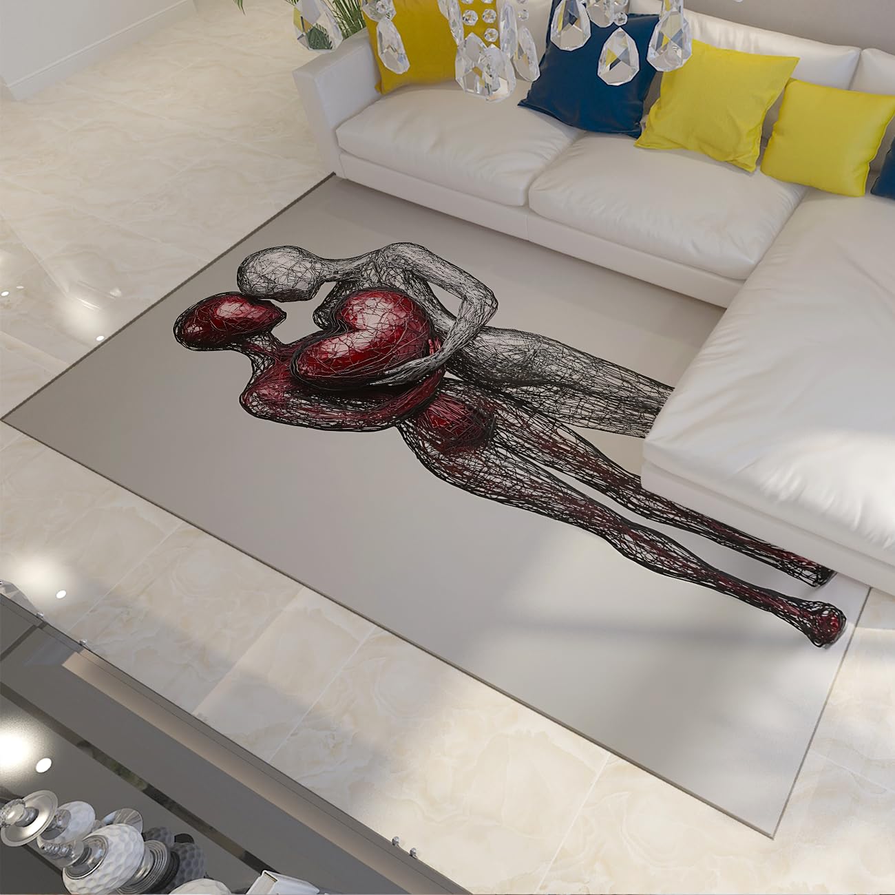 Tapis antidérapants de style industriel 150x240 cm à motif couple