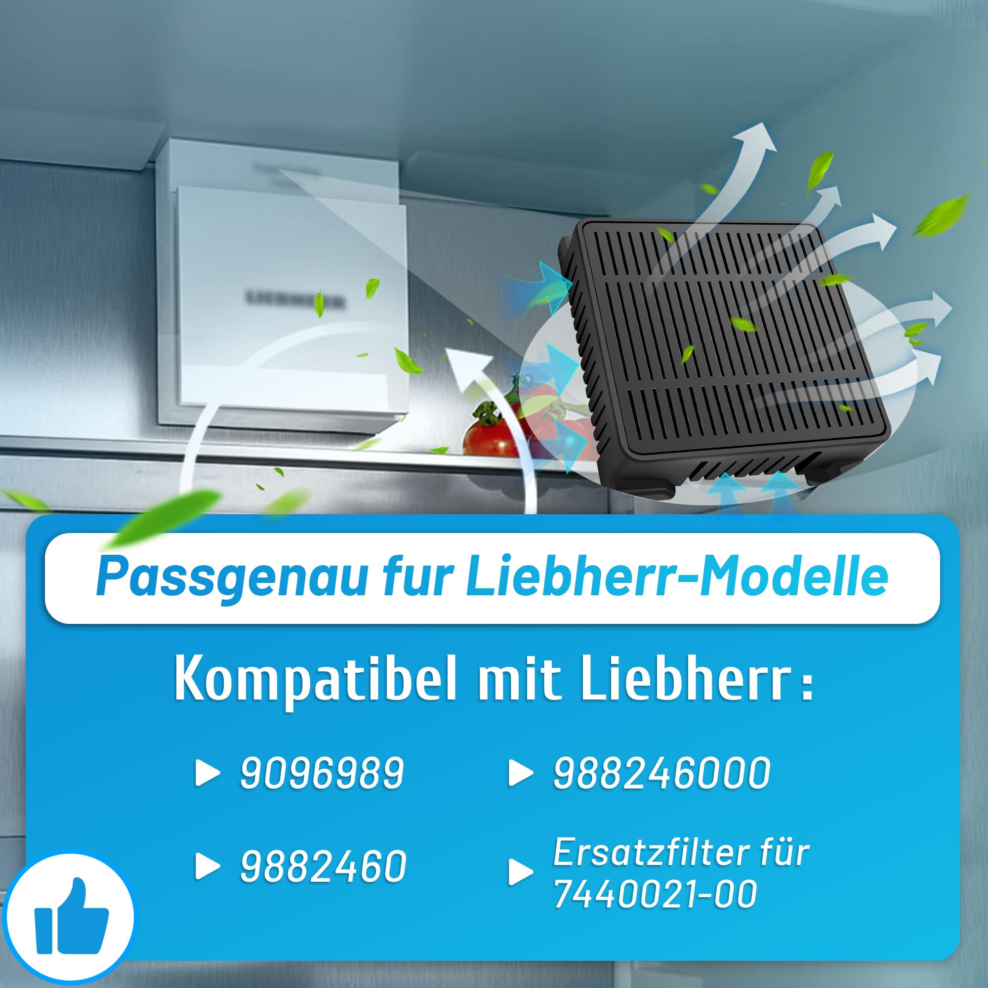 4 filtros de carbón activo para frigorífico Liebherr Fresh Air 9096989 9882429 9882460 988246000 988246000 988246001, filtro de repuesto para 7440021-00