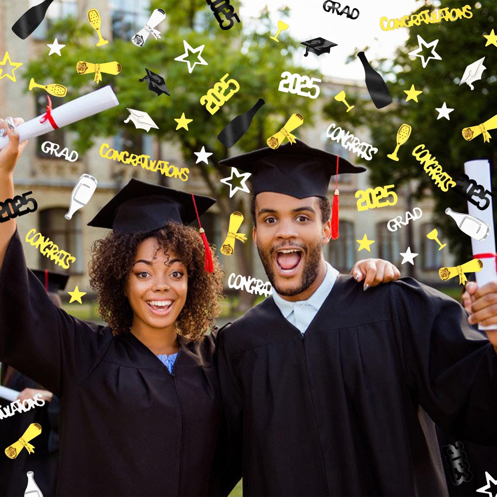 Abschluss-Konfetti 2025 – 3000 Stück Blau & Gold – Für Graduation-Partys, Tischdekoration & Geschenke