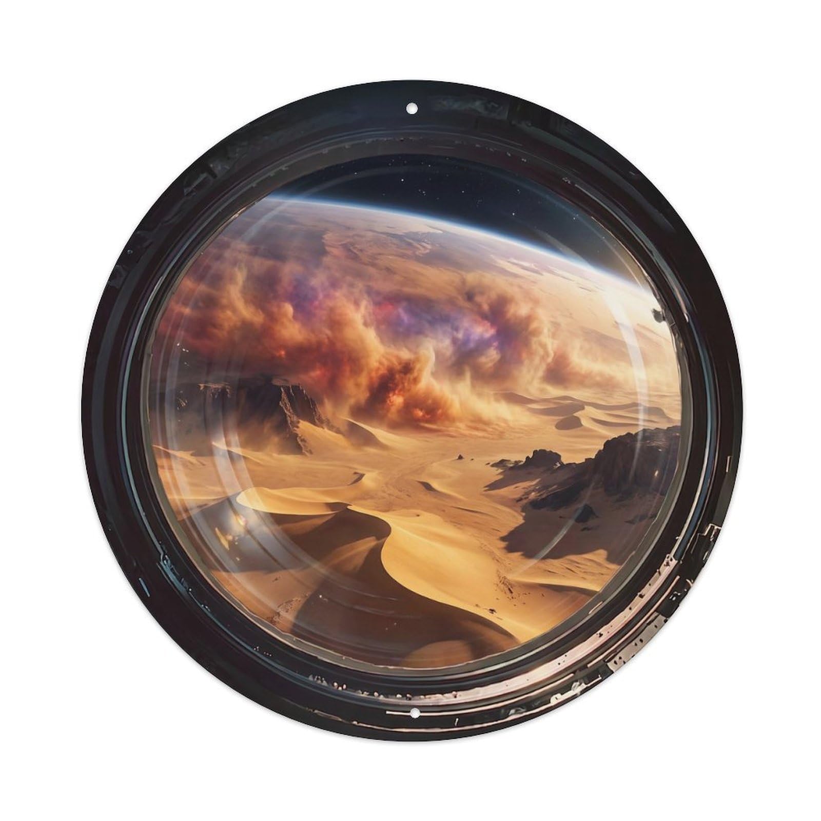 Desert Sand Planet Porthole View Metal Tin Sign