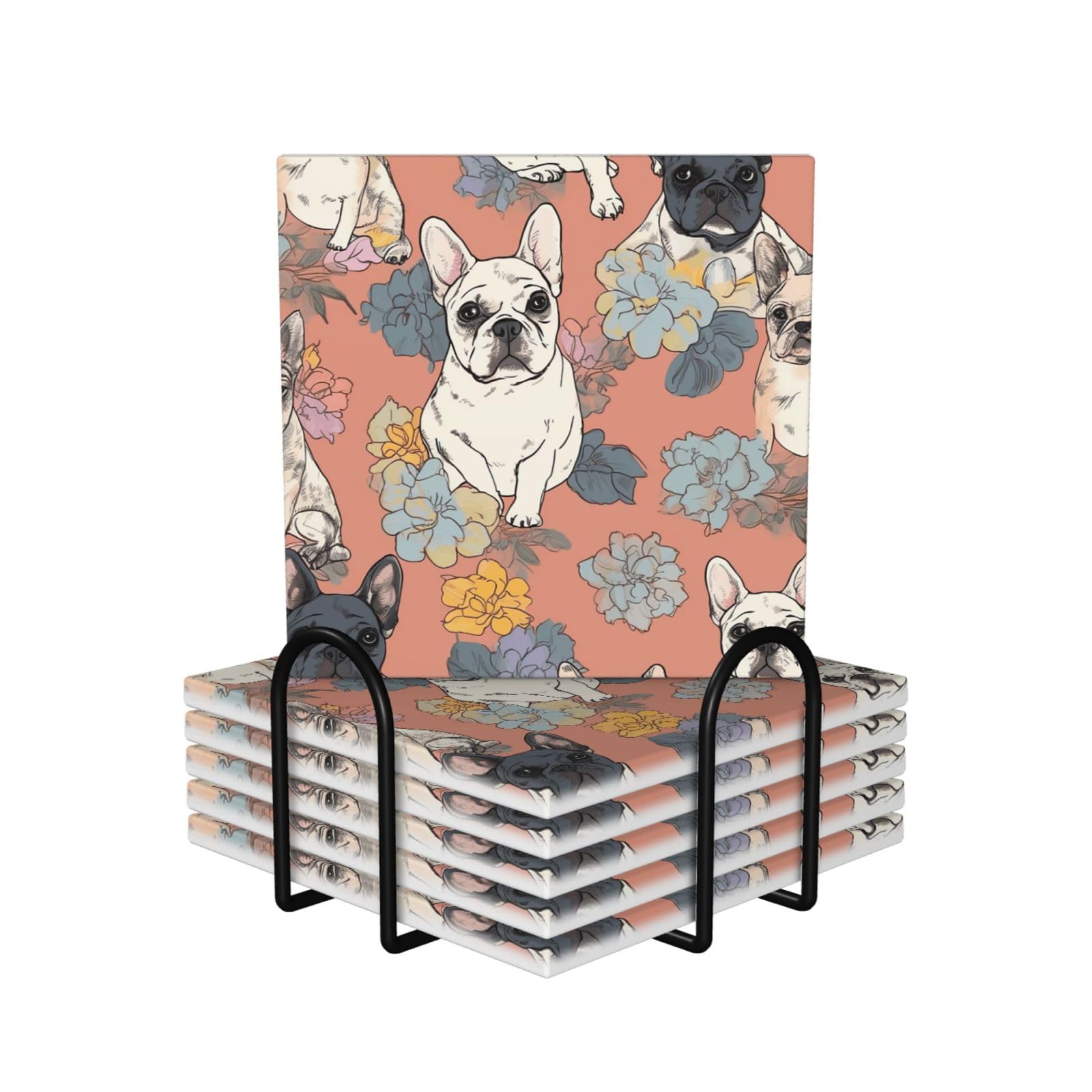 Dessous de verre céramique absorbant avec support et dos liège pour décoration de table