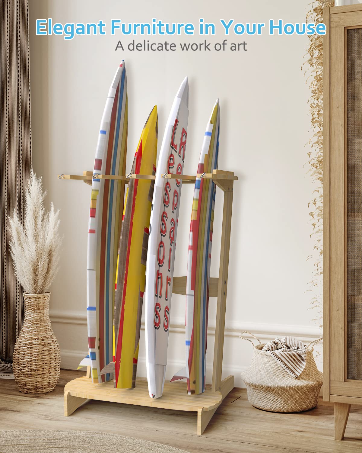 Amazon.com: YINGDIKE Surfboard Rack, Bamboo Surf Stand - Vertical
