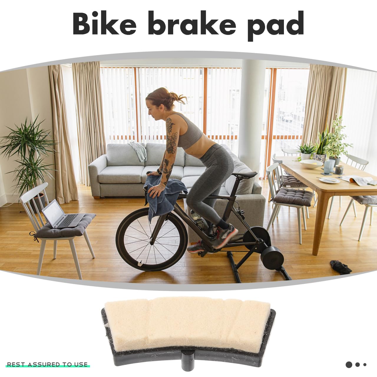 CLISPEED Pastillas De Freno para Bicicleta Estática Y Spinning Almohadilla De Fieltro Antideslizante Piezas De Freno para Ejercicio Fácil Instalación 3.62 X 1.25 X 0.98In 1 Par