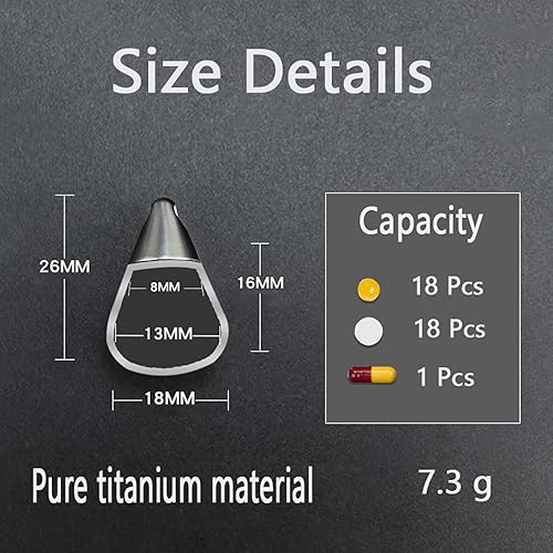 Miniatura 3 de Pastillero pequeño de titanio con llavero, contenedor impermeable para pastillas, forma de gotas de agua portátil, mini caja de píldoras para viajes