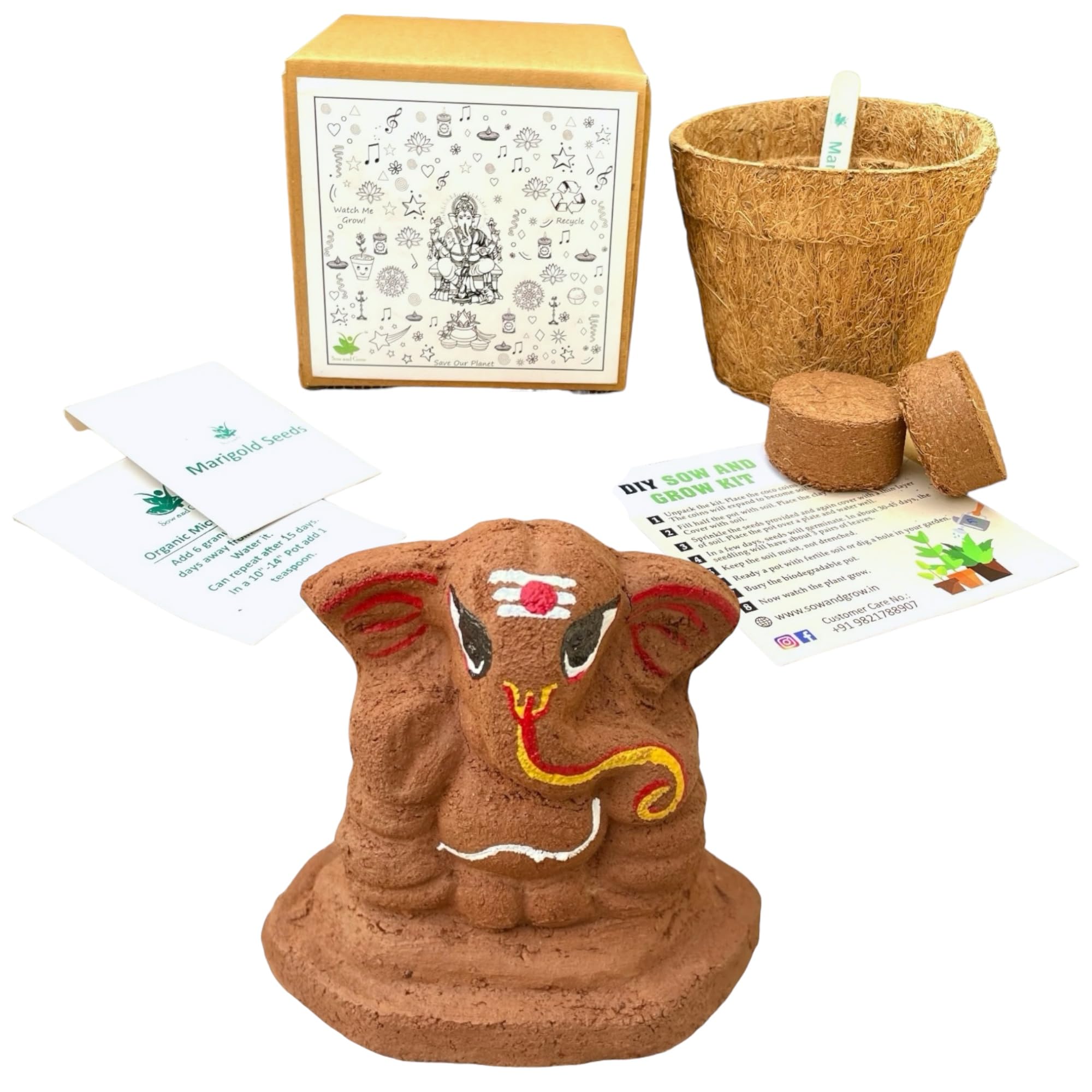 Sow and Grow Plantable Seed Ganesha 6.5 cm with Marigold Seeds | Grow Kit with Pot and Soil | Eco Friendly Diwali Gift, Wedding Gift (B08FDG479W) Amazon Price History, Amazon Price Tracker