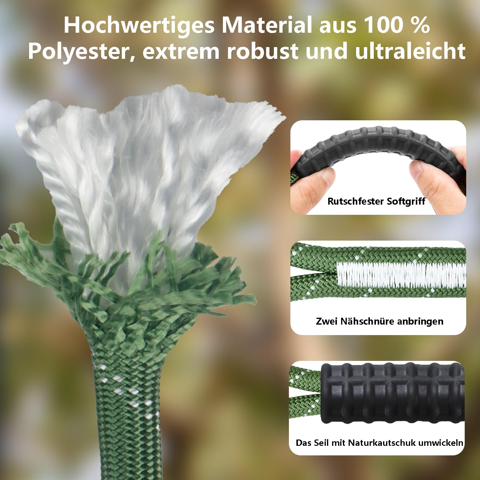 2er Schaukel Befestigung Seil,63.5CM Hängematte Hängesessel Balken Seil Aufhängungs Set,Tragkraft 450kg,mit Haken,HängemattenBefestigung für Indoor Outdoor-Spielplatzschaukeln Hängematten, Grün