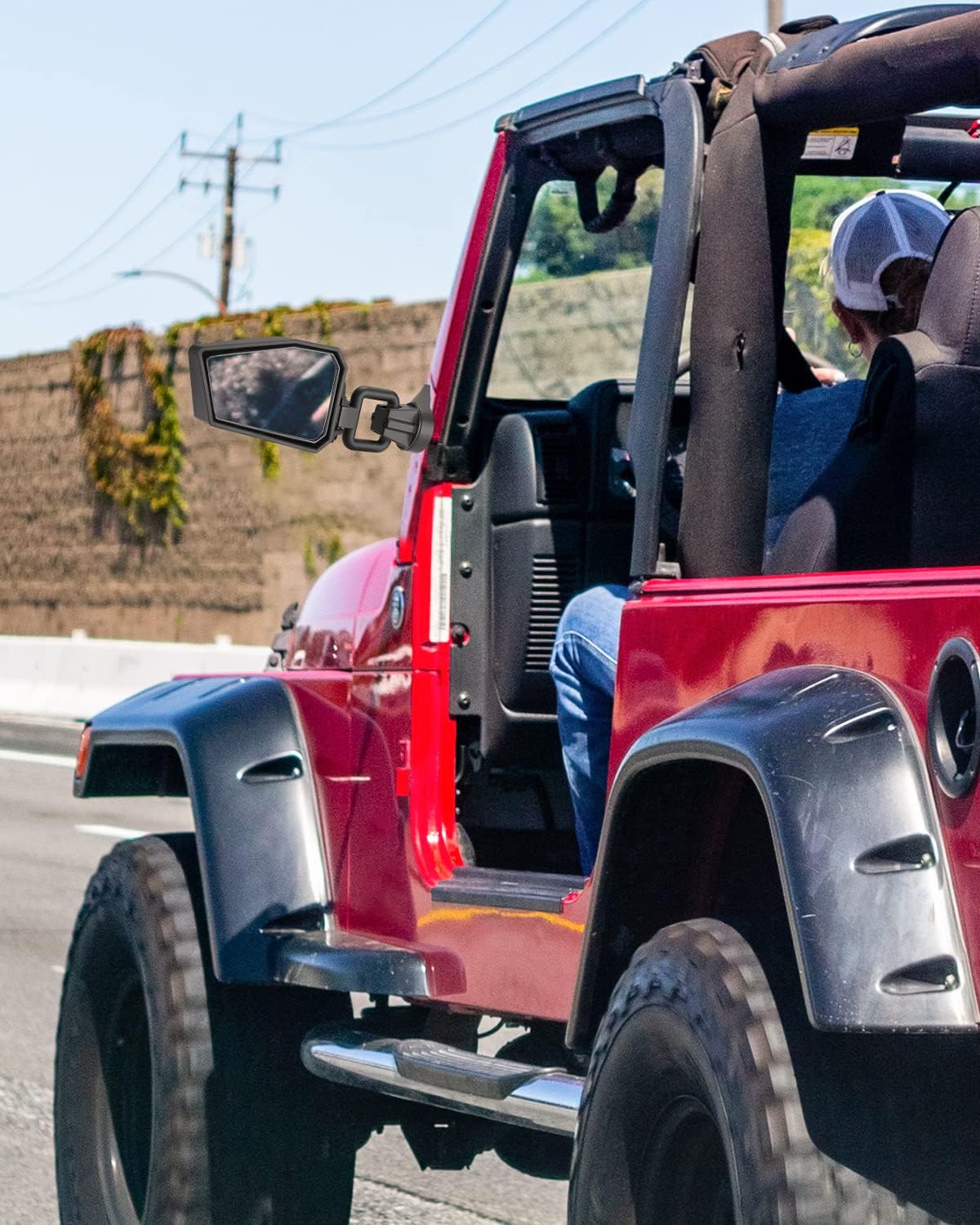 Mirrors Doors Off for Wrangler JK TJ 1997-2018, Side Mirrors Anti-Shake Quicker Install with Black Orange Blue Red Inserts for Wrangler Doors Off Safe Driving(NOT FIT JL)