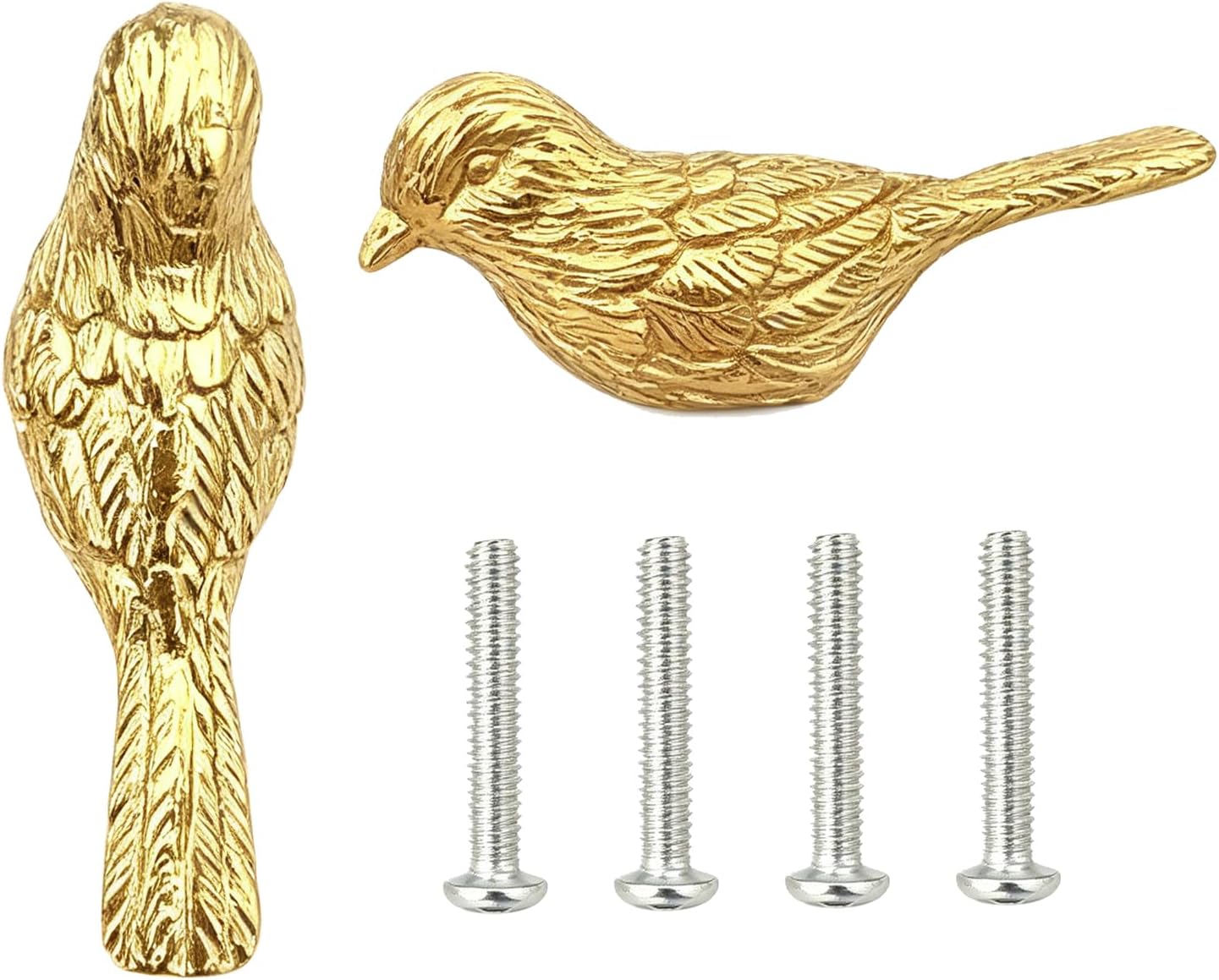 2 PCS Pure Copper Decorative Cabinet Knobs Creative Little Bird Art Kitchen Hardware Cupboard Drawer Dresser Pulls Handles (Golden)