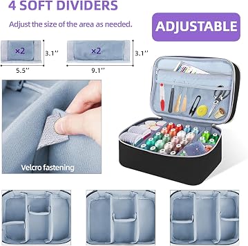 Sewing Supplies Organizer Bag 11.5x 8x 6 Sewing Box for Women Sewing Organizer Small Storage Bag Sewing Basket Travel Sewing Box for Sewing Supplies, Scissors, Thread, Pins, Needles, Clips (Black)