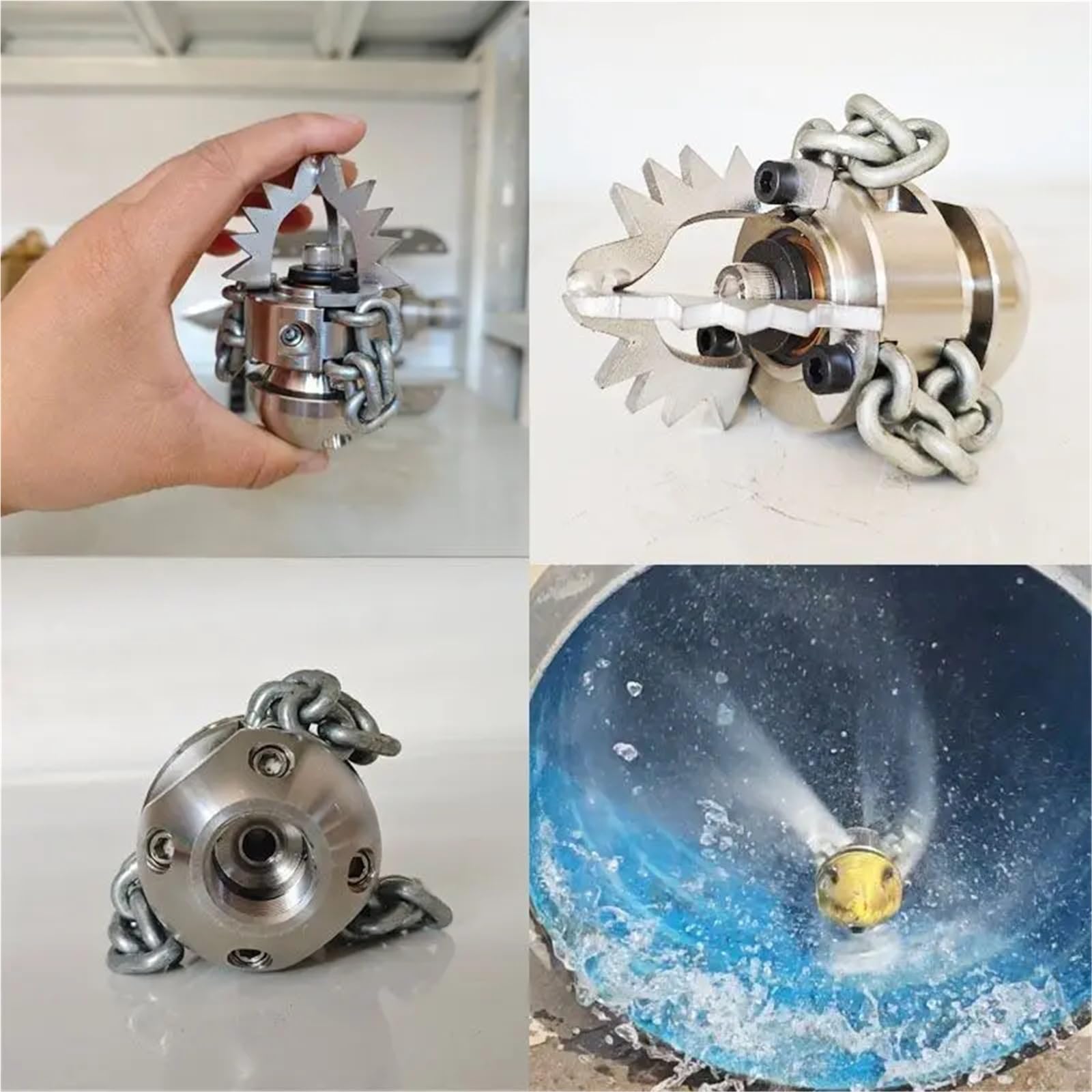 Limpiar la boquilla de la tubería de chorro rotatorio de alta presión Cabezal de pistola Baota Acero inoxidable Cerámica Desatascador de alcantarillado(M22 3-4 holes 215L)