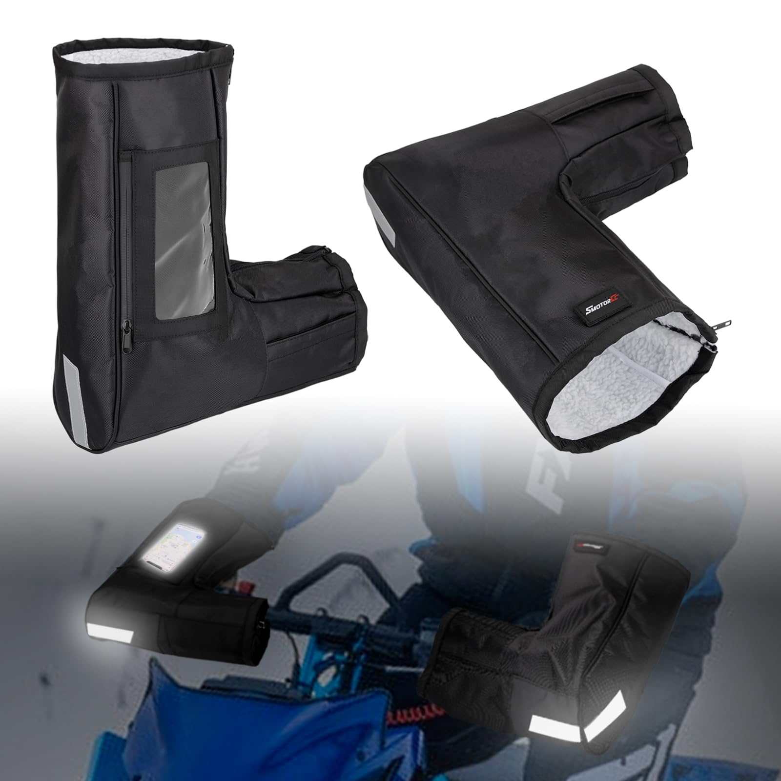 Winter Motorcycle Gloves ATV Hand Muffs Snowmobile Handlebar Gloves for Men Compatible with Polaris Sportsman Can-Am Outlander Arctic Cat Yamaha Snowmobile