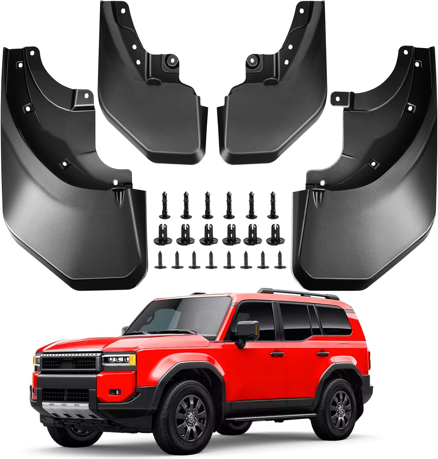 Mud Flaps for Toyota Land Cruiser Prado 2025 2024,Upgraded All-Weather Mud Guard Front Rear Splash Guards for Land Cruiser Accessories,No Drilling Required 4PCS Fender Tire Protector