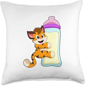 Tiger Baby bottle Milk Throw Pillow
