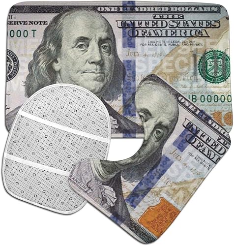 Vista 4 de Juego de tapetes de baño de franela Comfort de 100 dólares, 3 piezas, suaves, antideslizantes, con almohadilla de respaldo, alfombra de contorno +