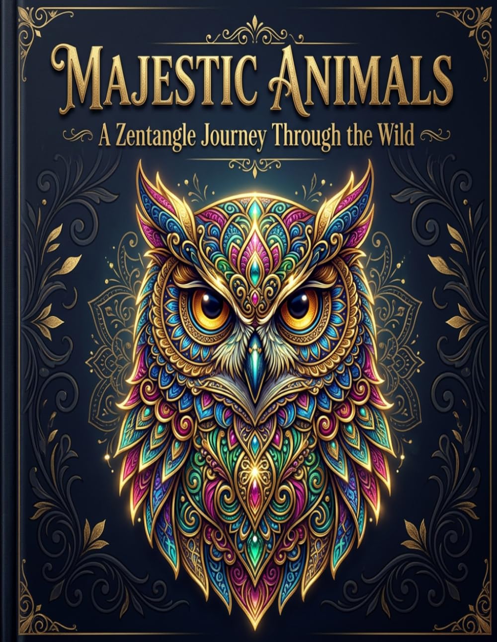 Majestic Animals: A Zentangle Journey Through the Wild: Adult Coloring Book with Intricate Animal Mandalas for Stress Relief and Relaxation
