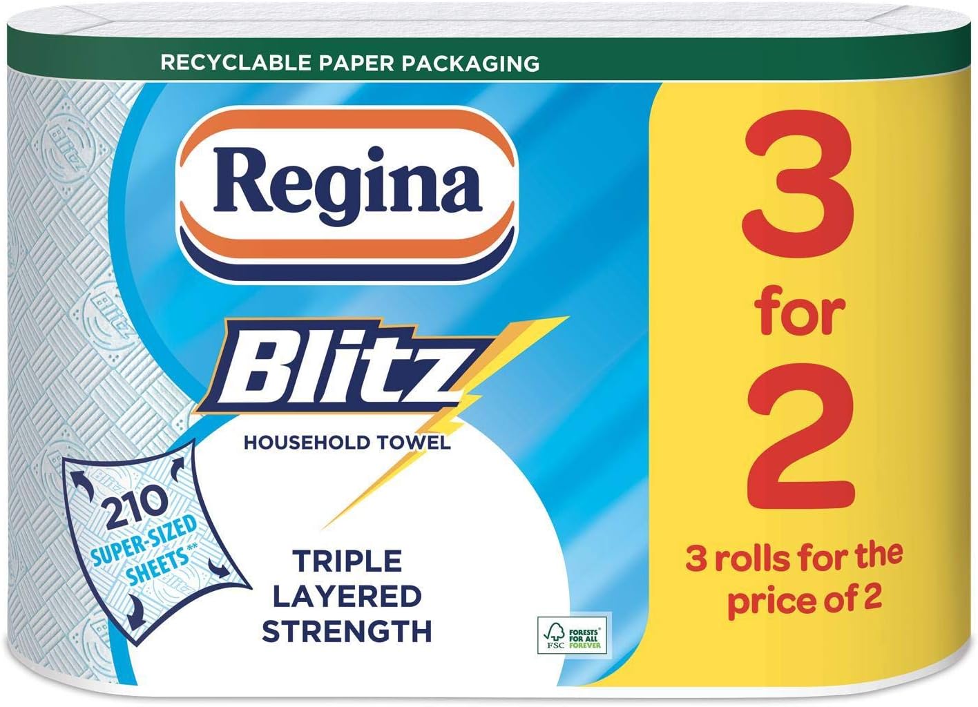 Cusheen Splesh Culina Kitchen Towel 3 Ply Ultra Absorbent Extra Strong And Extra Large Sustainably Sourced Eco-Friendly Household Kitchen Rolls 70