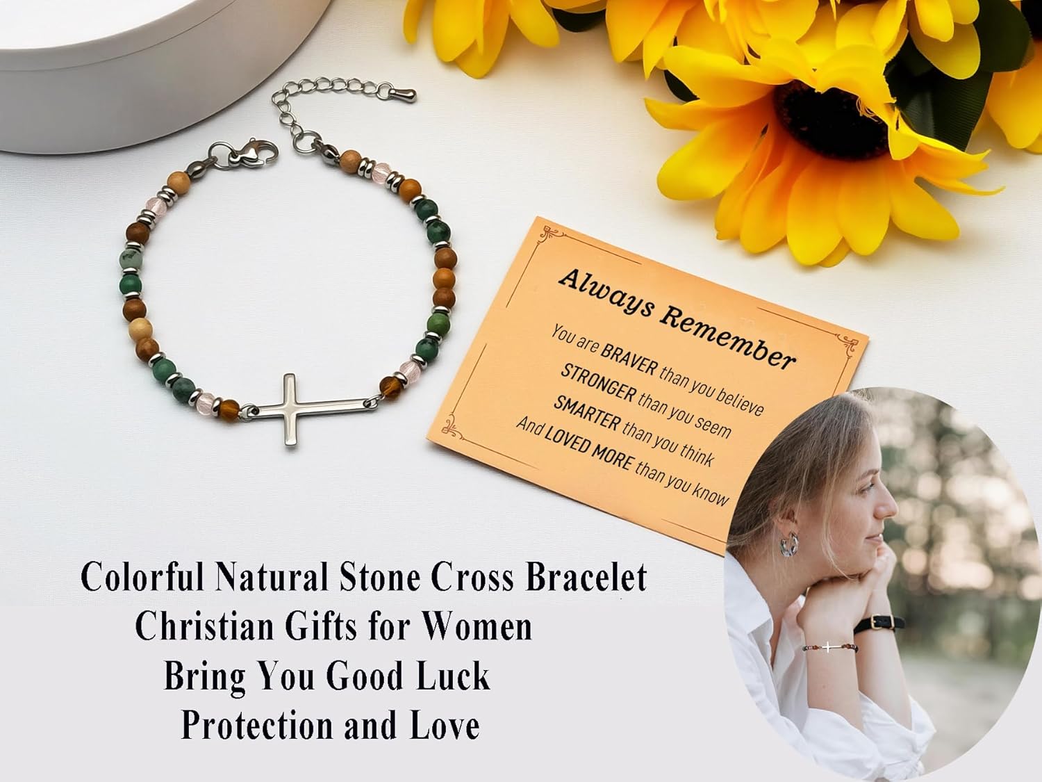 Dczosily Cross Bracelet for Women, Christian Gifts for Women,Confirmation Baptism Easter Gifts,Friendship Bracelets,Best Friend Birthday Gifts for Women, Unique Christmas Gifts for Friends - Image 4
