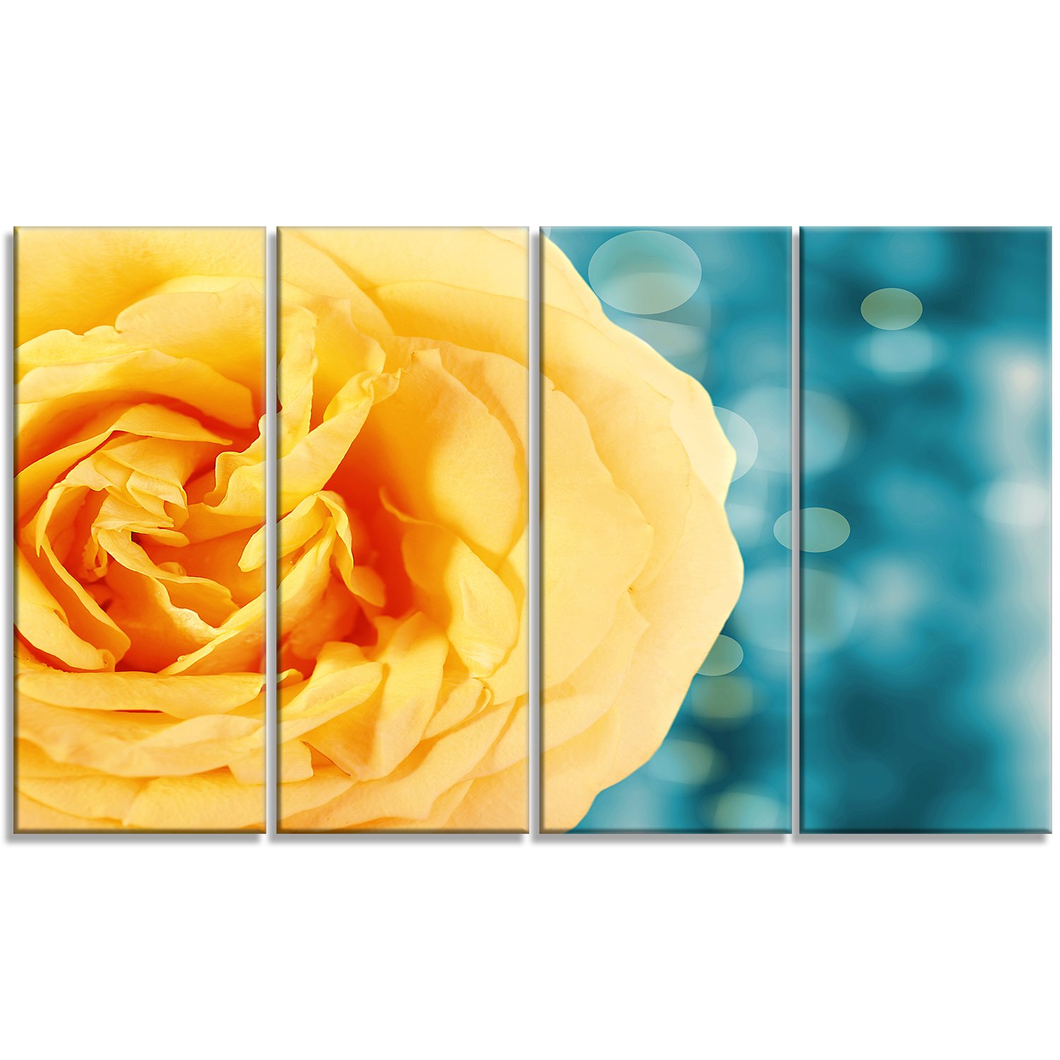 Design ArtRose Flower with Lit-up Background-Large Floral Canvas Artwork, 48x28-4 Equal Panels