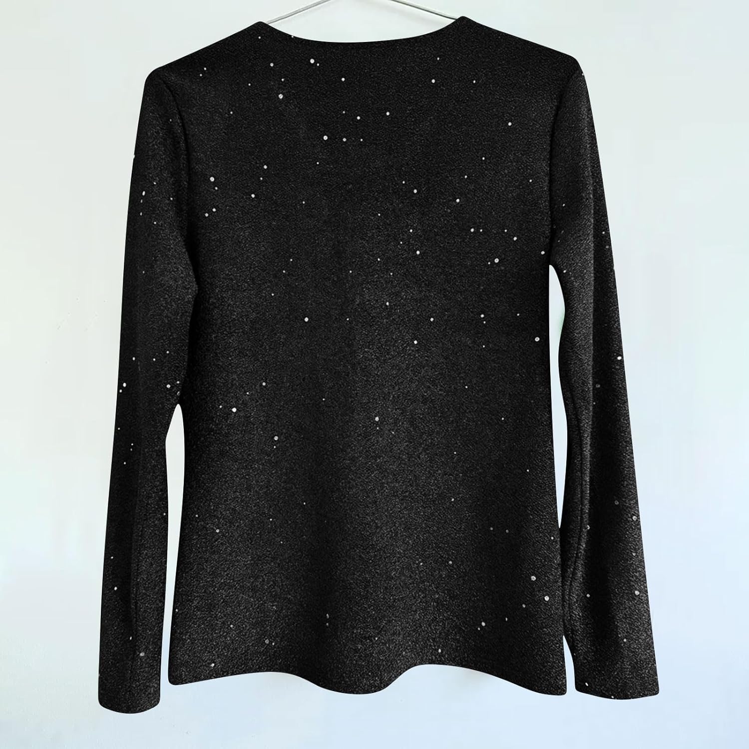 Sequin Tops for Women Fashion Casual Sparkly V Neck Shirts Holiday Party Sparkle Shimmer Long Sleeve Top Outfits - Image 5