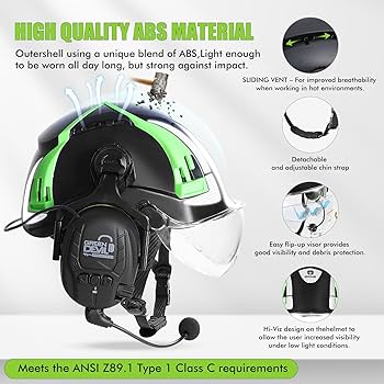 GREEN DEVIL X-Armor Series Hard Hat with Visor and Bluetooth