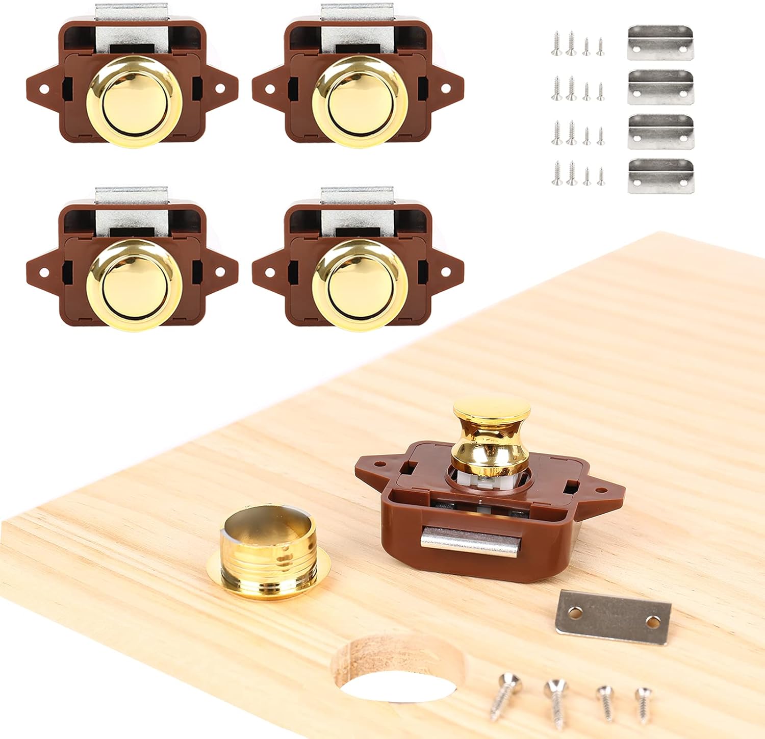 ACESOME Push Button Catch Door Lock 4er Set - Zinklegierung Druckknopfschloss Für Wohnmobil & Schrank