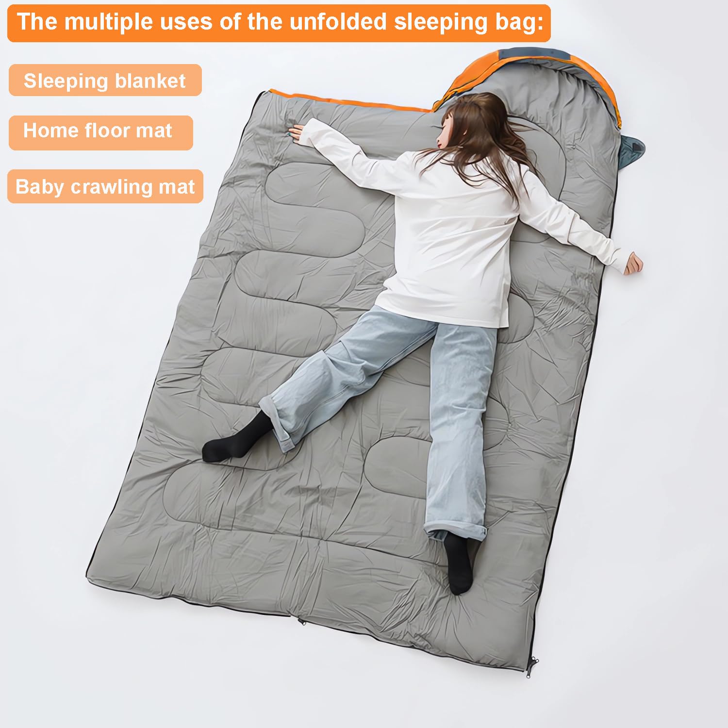 Sac de couchage 4 saisons pour adultes et enfants pour le camping, la randonnée, les voyages par temps chaud, froid et léger, imperméable avec sac de compression, activités intérieures et extérieures