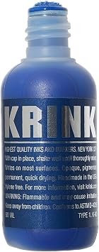Krink K-60 Blue Paint Marker - علامات الكتابة على الجدران النابضة بالحياة والمعتدلة للفنون الجميلة للورق الزجاجي المعدني للورق والمزيد - الكتابة على الجدران الدائمة القائمة على الكحول ممسحة طلاء كرينك للعلامات الدائمة