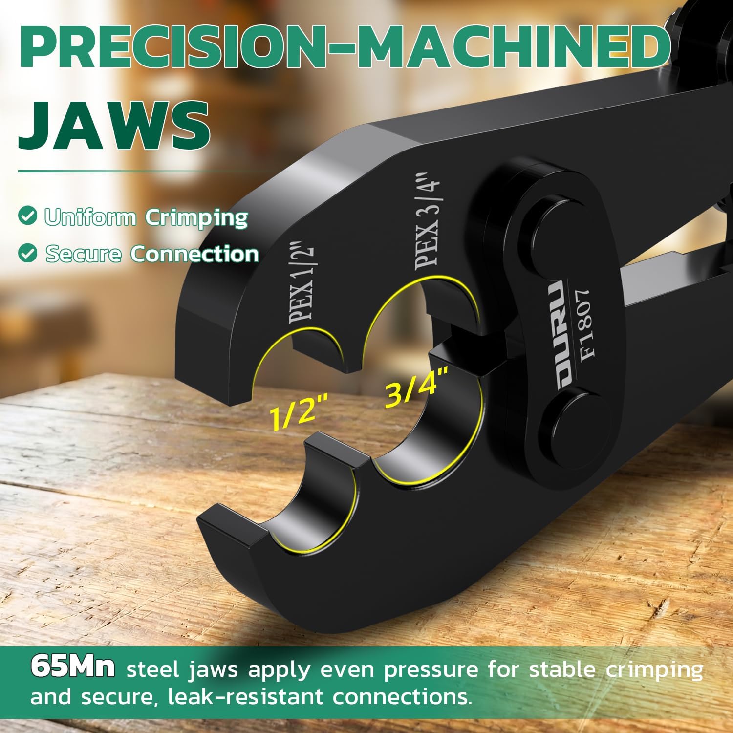 OURU PEX Crimping Tool for Copper Rings 1/2" & 3/4", Plumbing Tool with Go/No-Go Gauge, Meets ASTM F1807 Standard