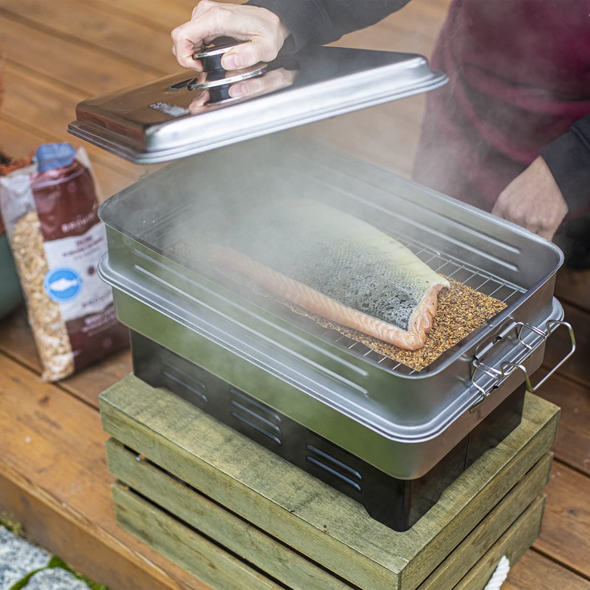 Wędzarka stołowa na zewnątrz z termometrem – wędzarka na stół balkonowy, grill, grill