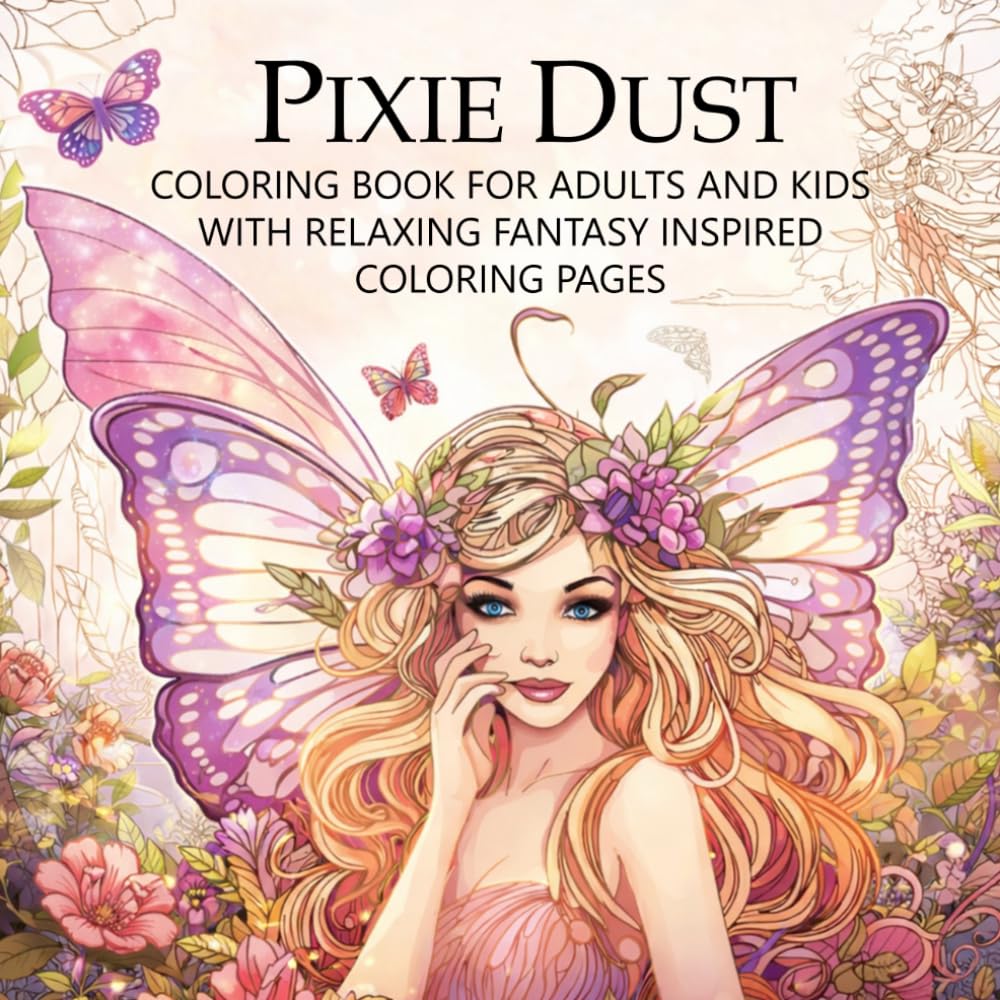 Pixie Dust Coloring Book for Adults and Kids with Relaxing Fantasy Inspired Coloring Pages