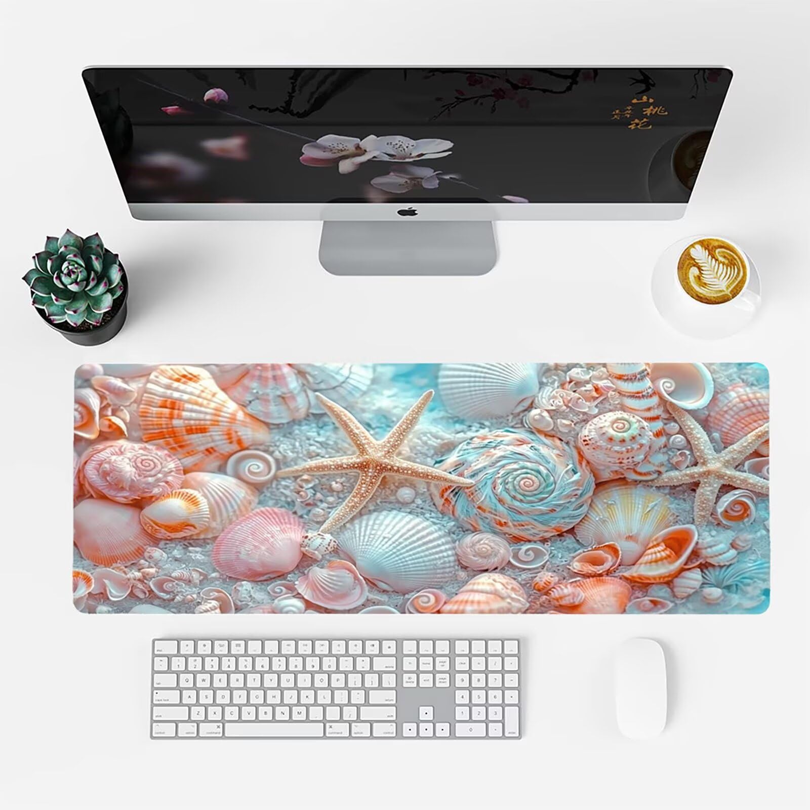 Podkładka pod mysz Shell, podkładka pod mysz do gier XXL 1200 x 600 x 5 mm, podkładka na biurko dla graczy, bardzo duża bezszwowa mata na stół dla graczy, antypoślizgowa podstawa, wodoodporna