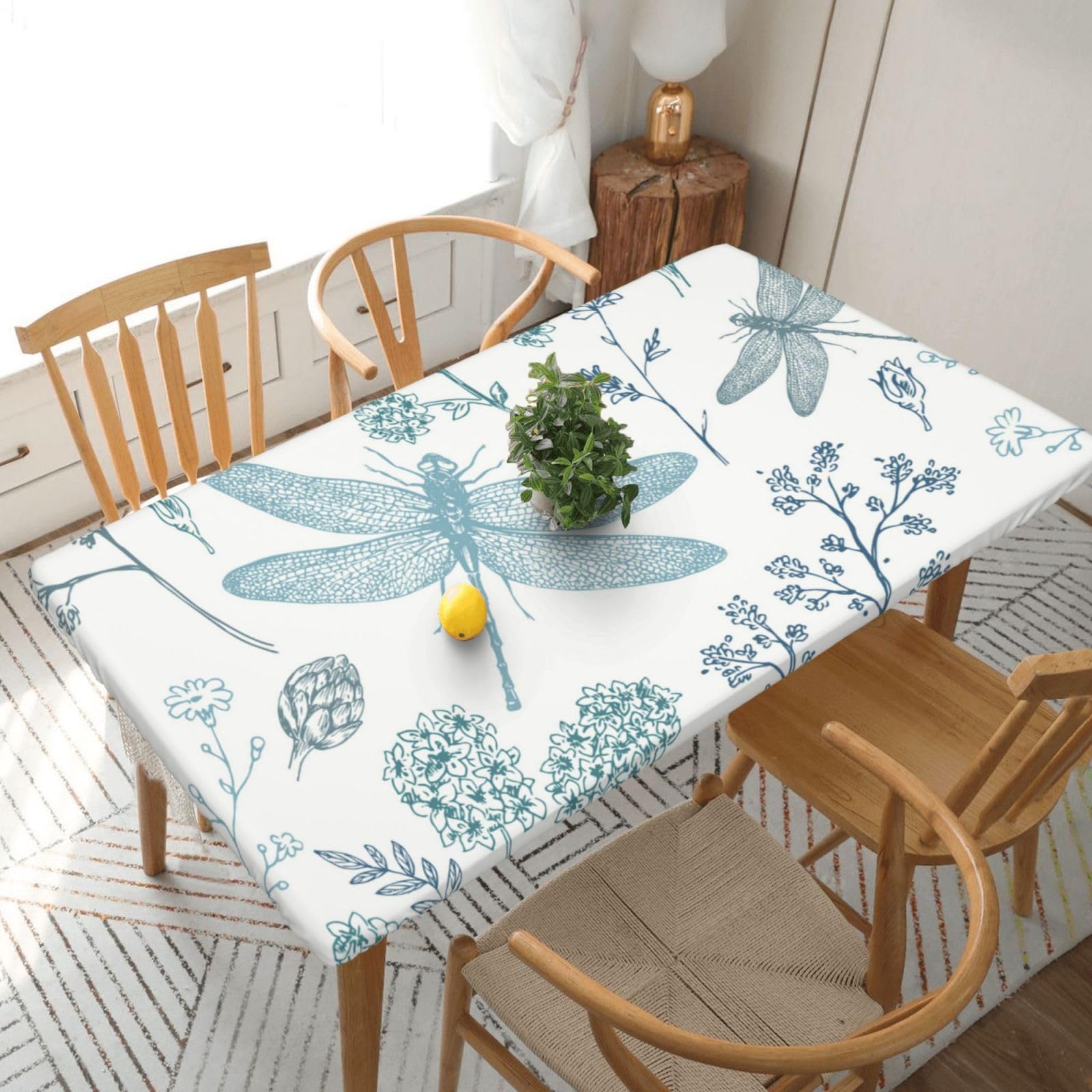 BNVSADC Dragonfly Printed 5FT Tablecloth Polyester Kitchen Water Resistant Table Cloth Dining Table Decoration Table Covers, 152x76 CM