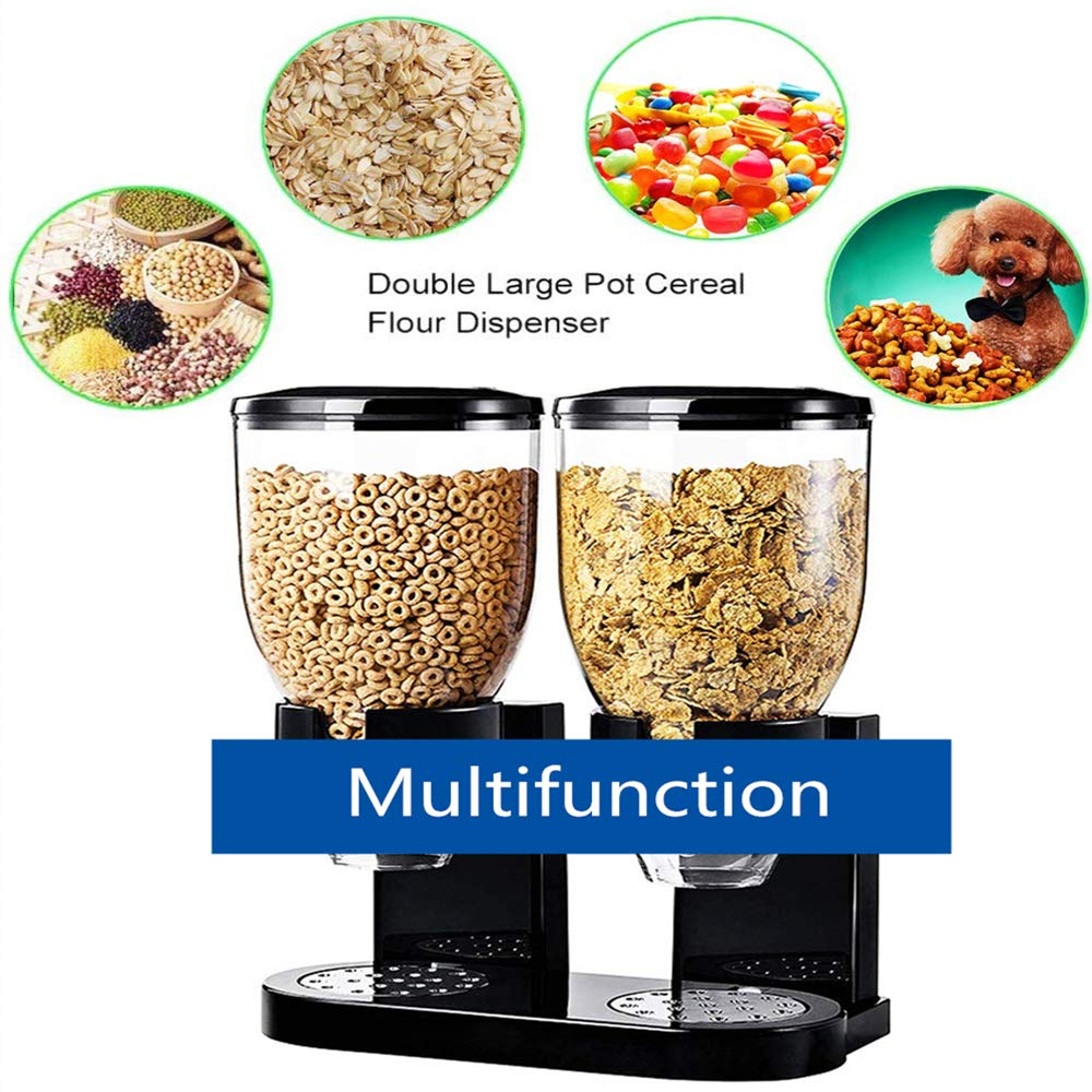 Genérico Dispensador De Cereales De Doble Cámara, Hermético Durante 45 Días, Dispensa 28 Gramos (1 Onza) Según Se Necesite, Capacidad De 3,78 litros (1 Galón)