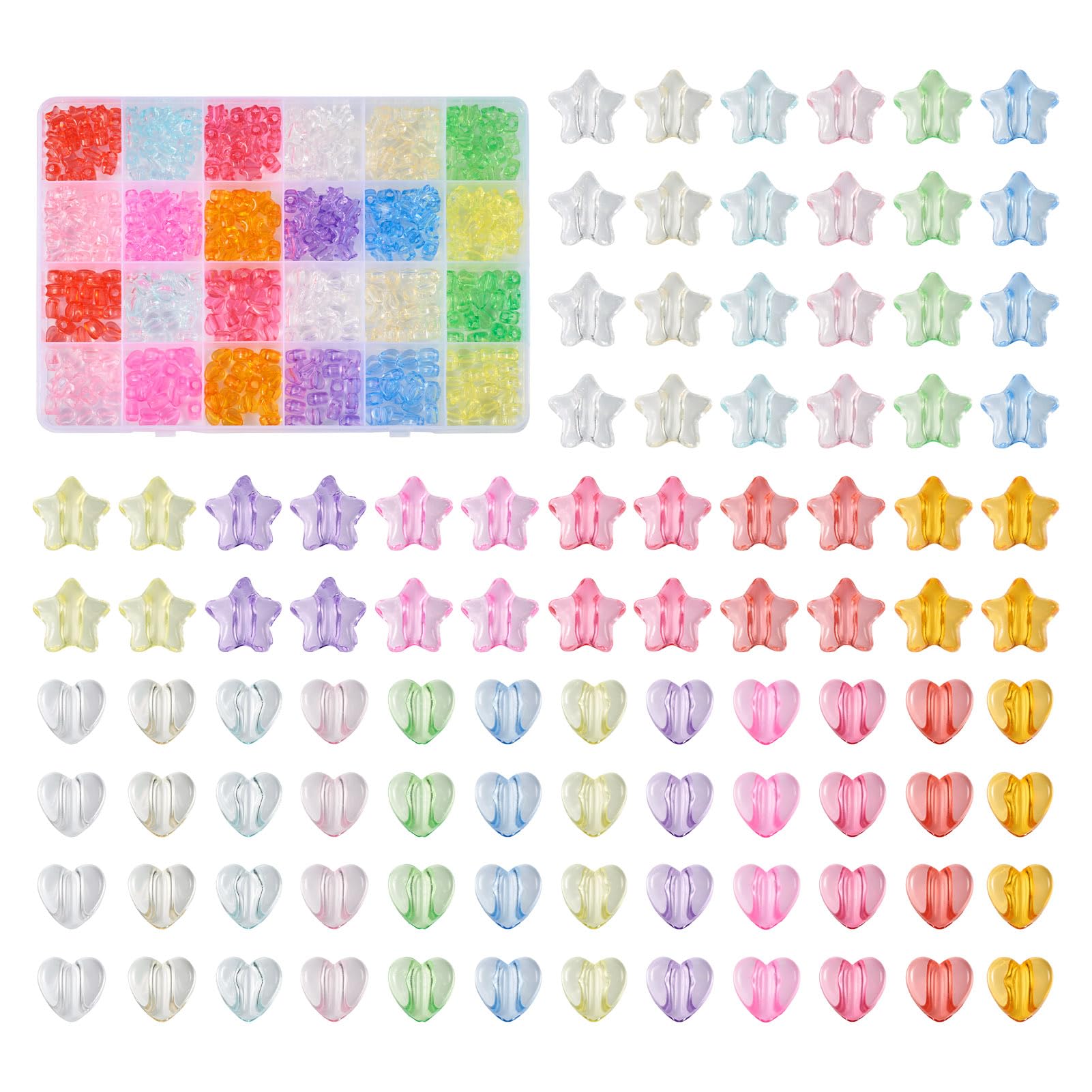 Amazon | Beadthoven 透明アクリルビーズ 約480個/箱 12色 スター 