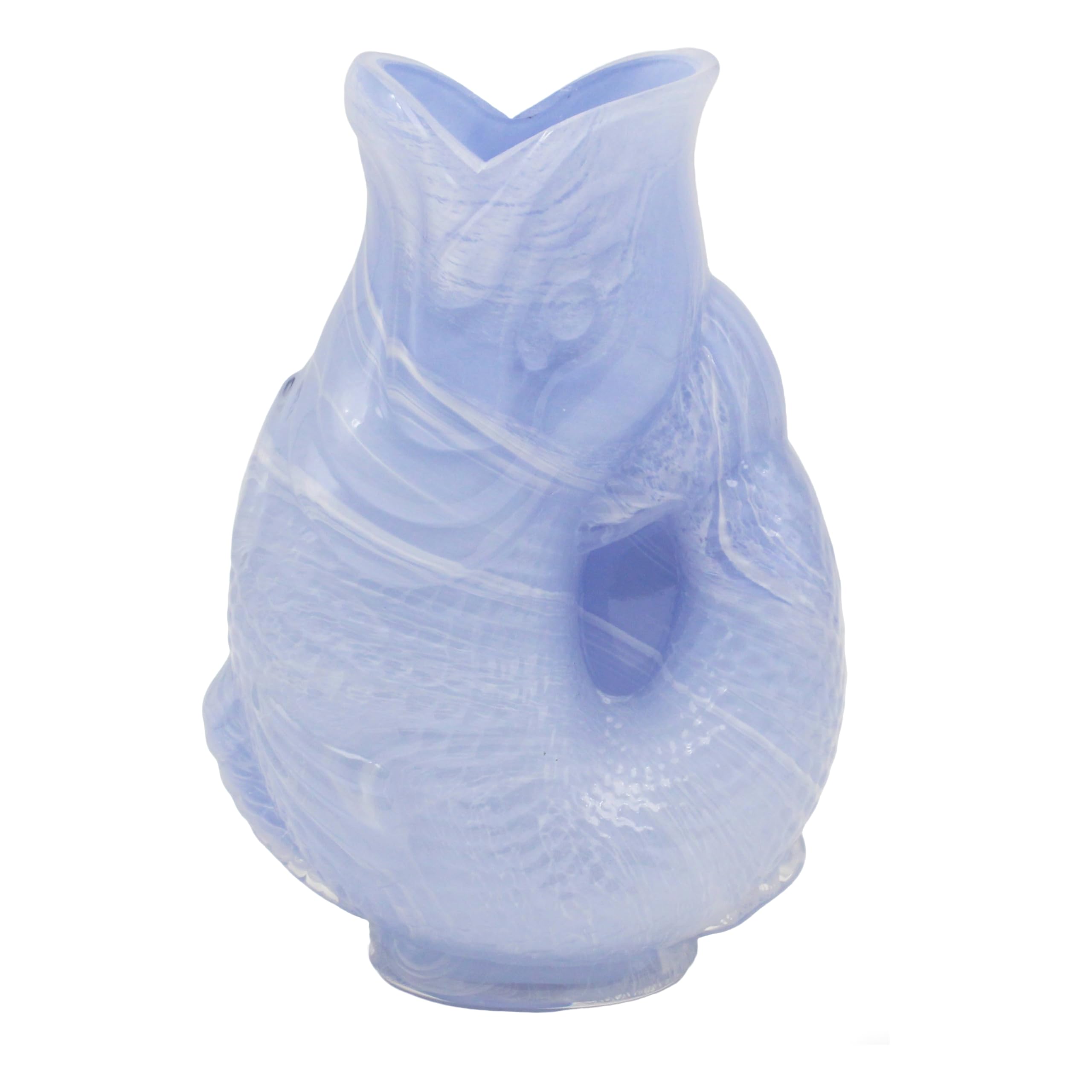 Glass Fish Flower Vase 24cm Tinted Blue Home Decor Ornament Coastal Display