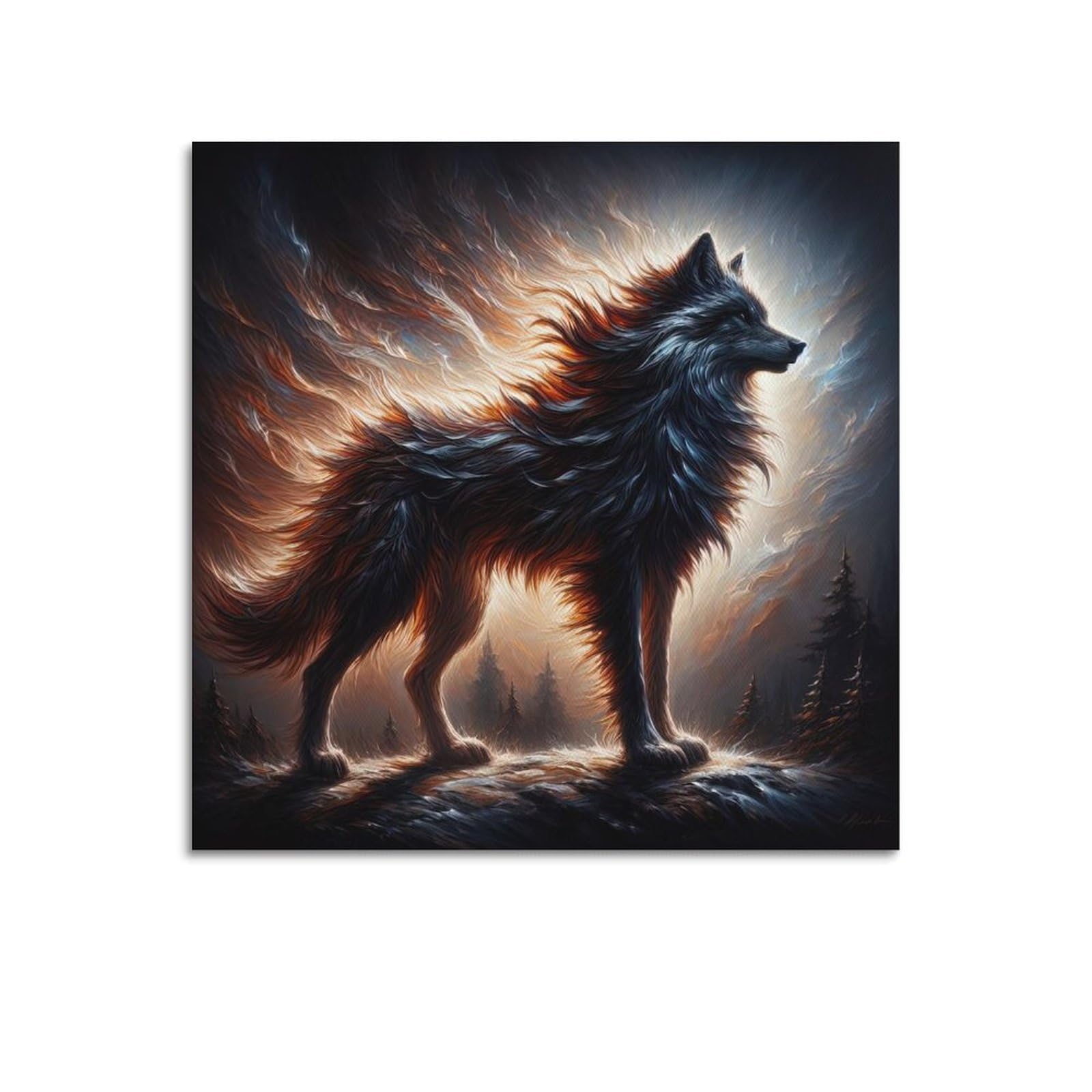 WPHSFX Animal Poster Watching The Wolves from Afar Poster Decorative Painting Canvas Wall Posters And Art Picture Print Modern Family Bedroom Decor Posters 28x28inch(70x70cm)