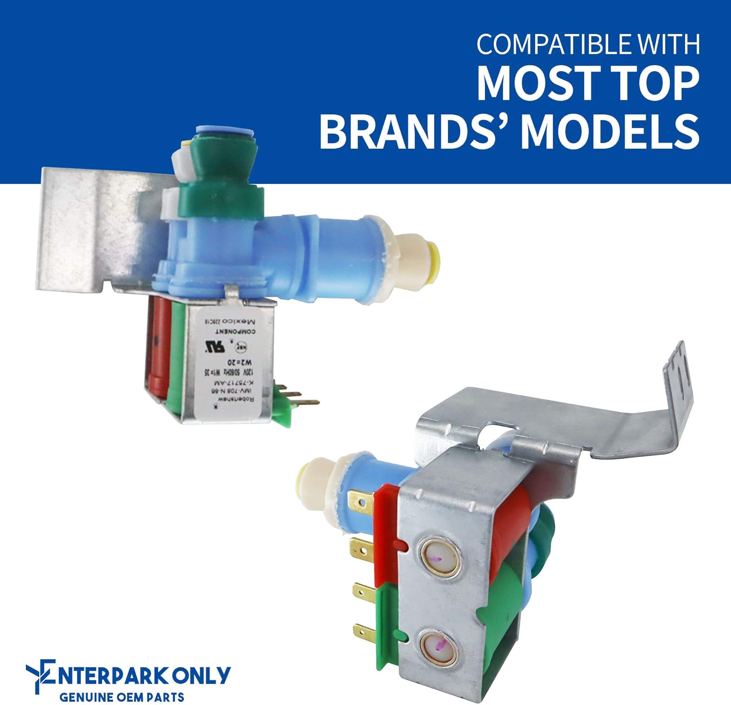 Enterpark IMV-708 W10408179 4389177 (Original Version) for Whirlpool Kitchenaid Kenmore Refrigerator Kitchenaid Refrigerator Water Valve by Robertshaw Replace AP5263471 W10408179VP PS3497634
