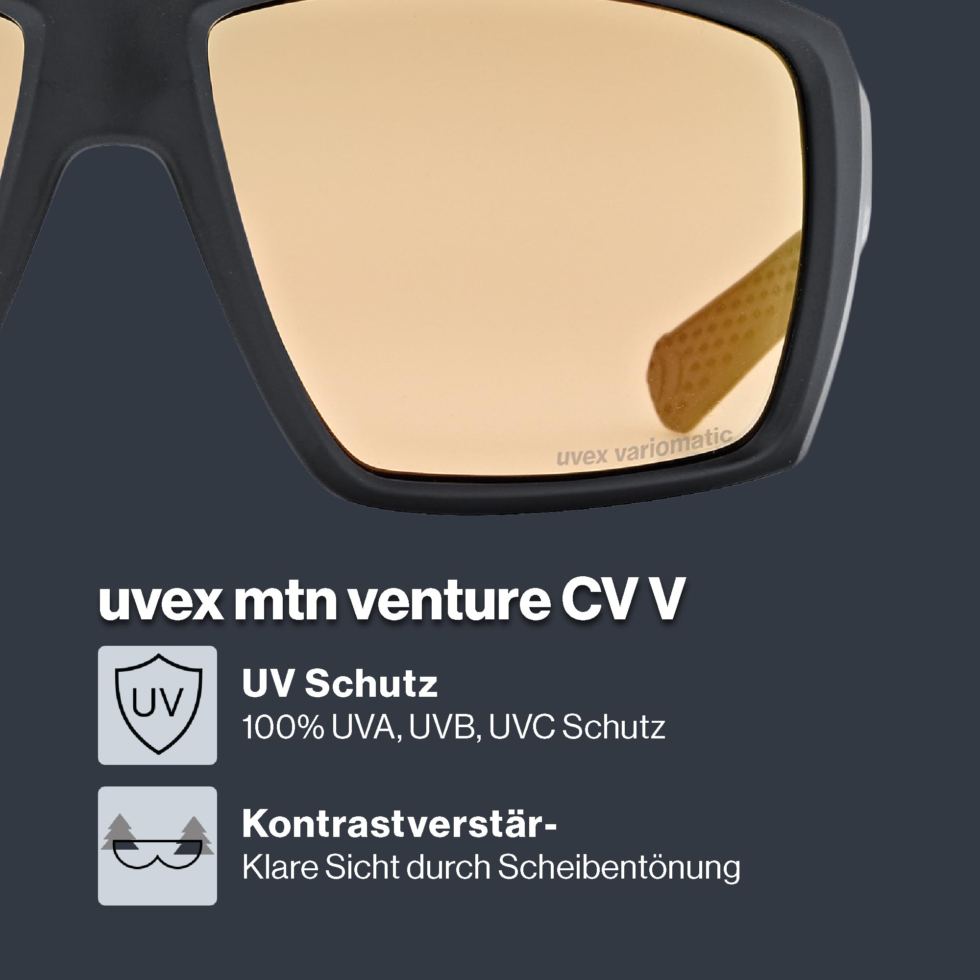 uvex mtn venture CV V - Sportbrille für Damen und Herren - selbsttönend - konstraststeigernd - black matt - one size
