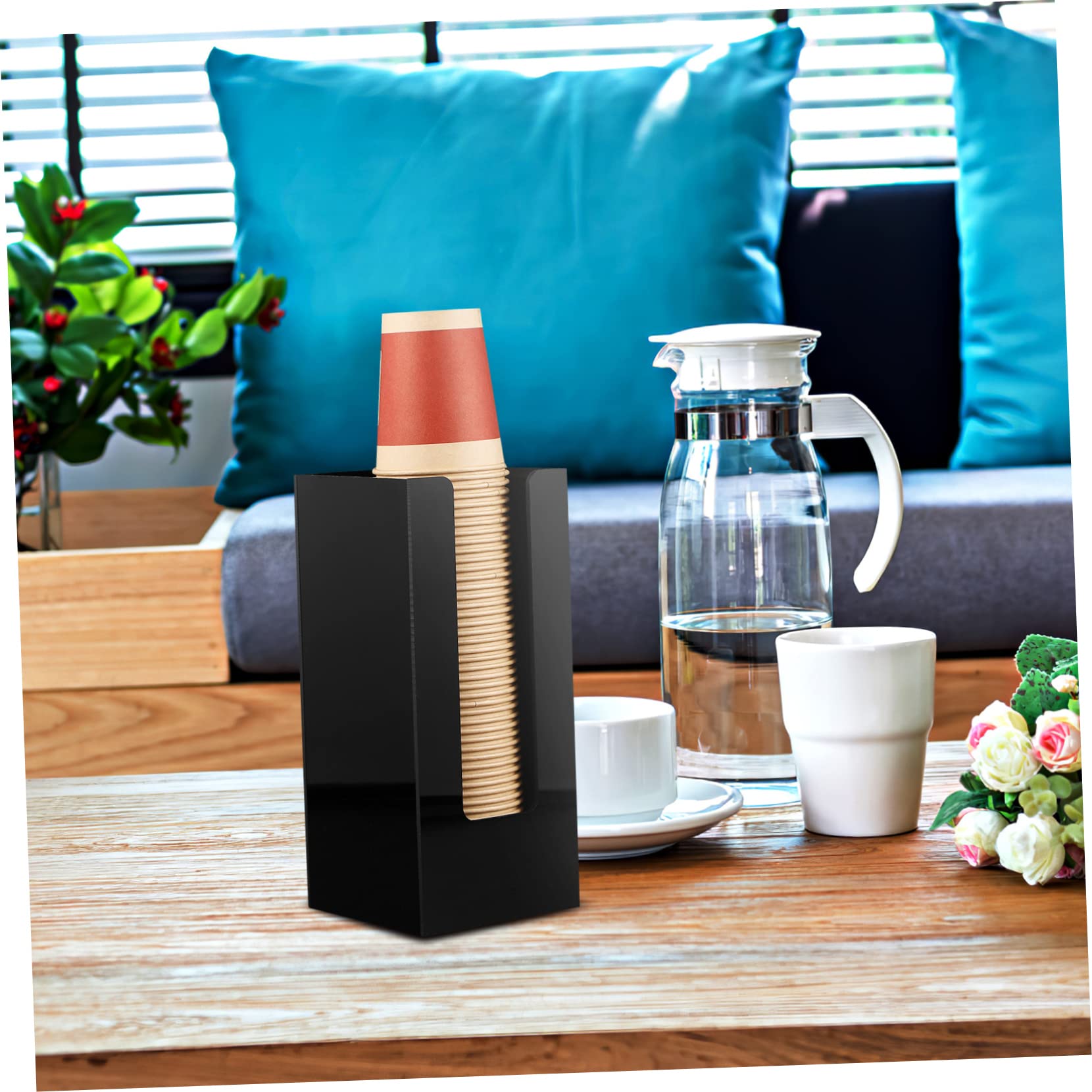Dispensador de Vasos de Mostrador Negro Acrílico 2 Piezas