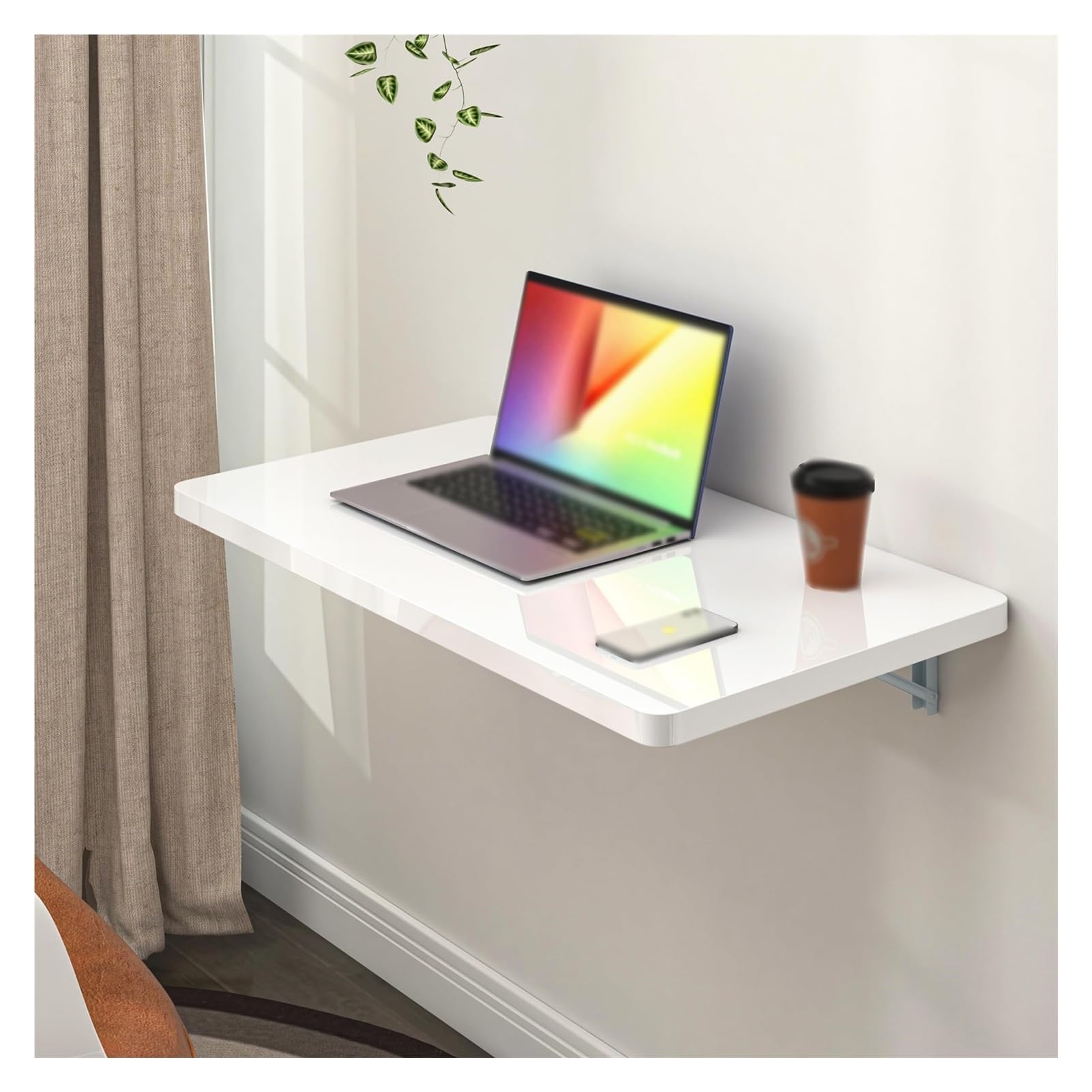 ZHANGGL Wall-Mounted Floating Desk Foldable Work Table for Small Spaces Home Office Kitchen Dining Shelf (White 70x50cm) - Space-Saving Solution