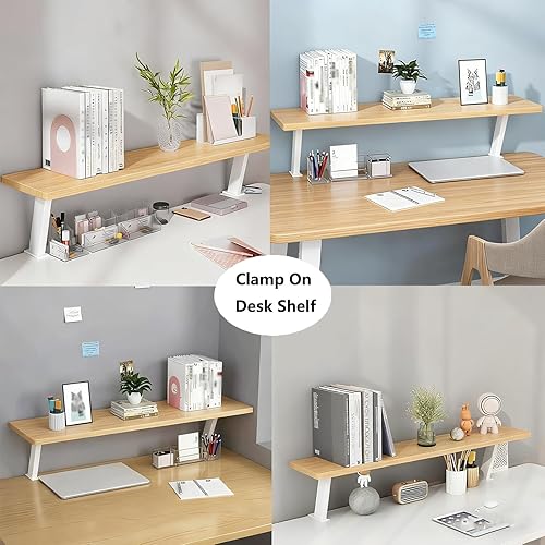 Miniatura 8 de Estante de escritorio con abrazadera, organizador de estantes de escritorio de oficina, estante de almacenamiento de suministros de escritorio de