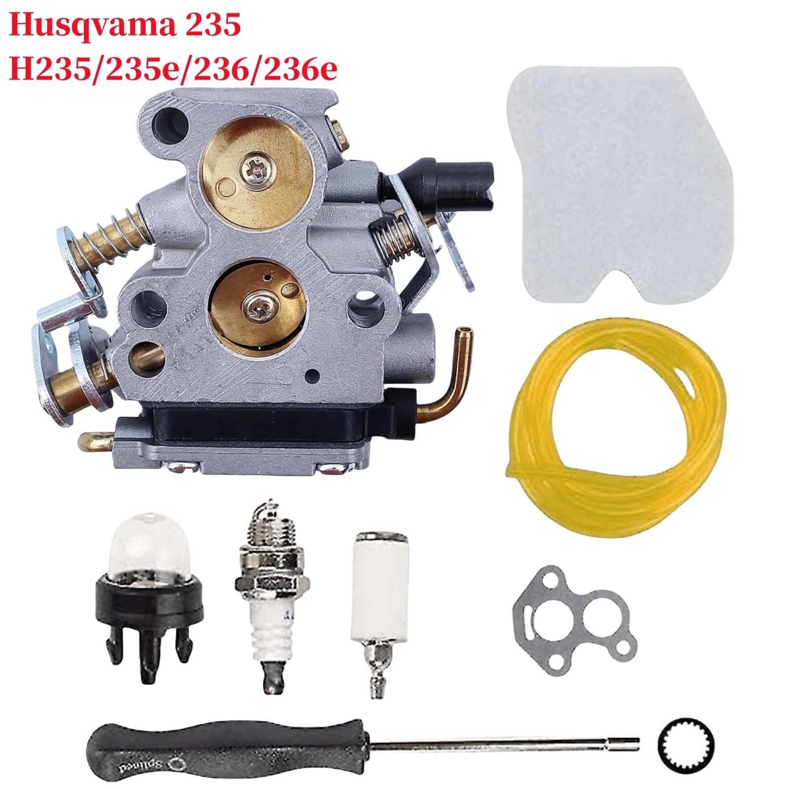 Filtro de gasolina Kit de carburador compatible con Zama Husqvarna 240, 240E, 235, 235E, 586936202, C1T-W33, para coche, motocicleta, quitanieves y motosierra.(C1T-W33-H235)