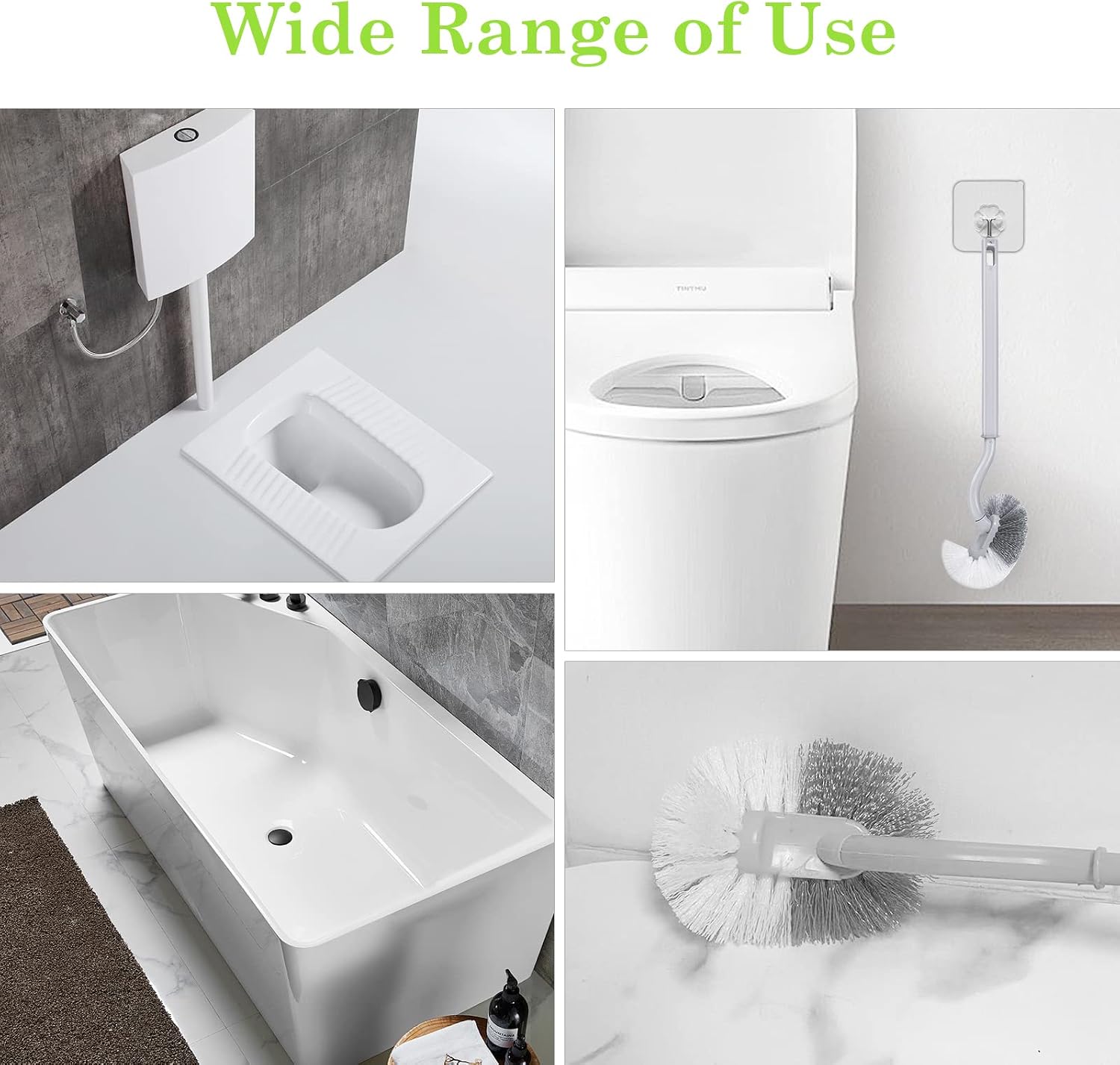 2Pcs Curved Toilet Bowl Brush Without Holder for Bathroom Deep Cleaning, Toilet Brush Durable Under The Rim Household Cleaning Brushes