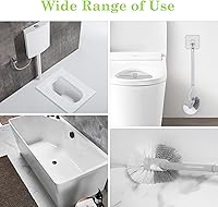 Vista 8 de 2 cepillos curvos para inodoro sin soporte para limpieza profunda de baño, cepillo de inodoro duradero debajo del borde, cepillos de limpieza