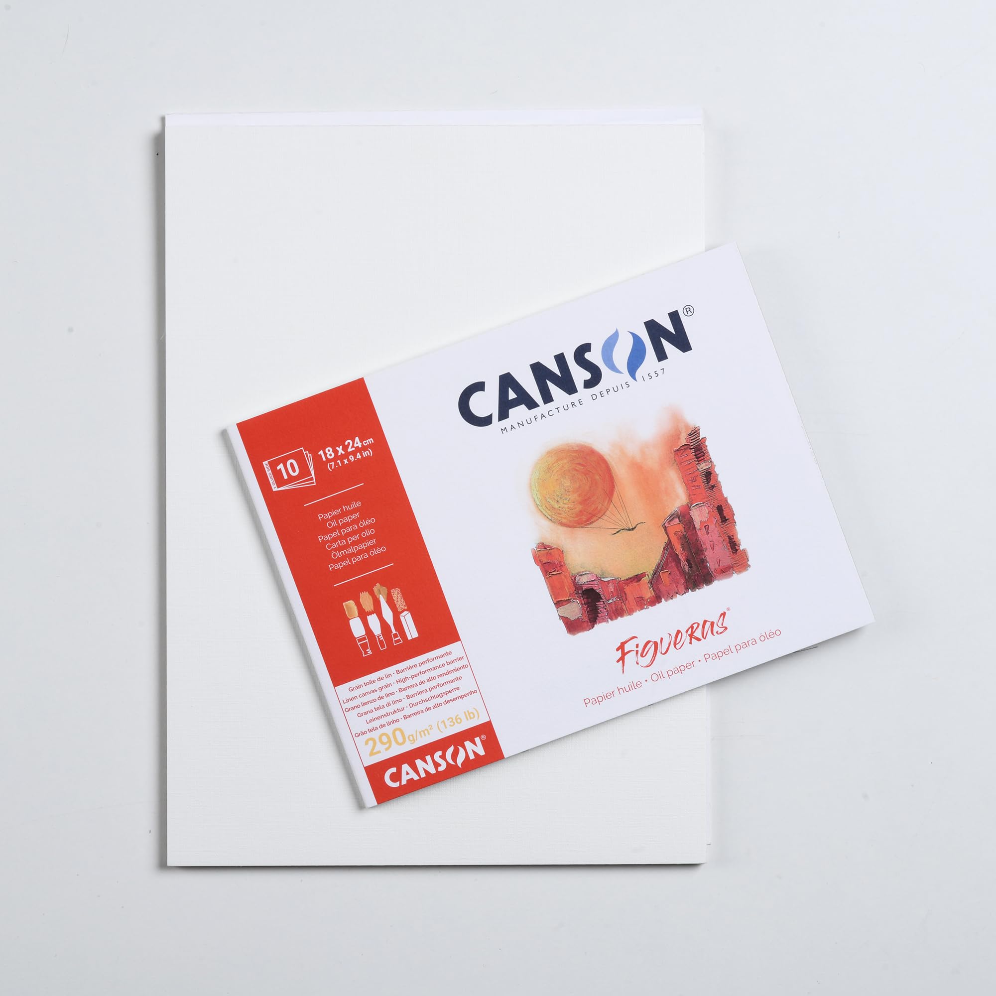 Carta Da Olio Canson Figueras - Grana Lino, 290 Gsm, Bianco, A4, 10 Fogli - Foto 9